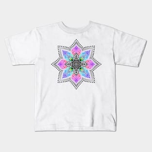Peacock Mandala kaleidoscope zentangle pattern Kids T-Shirt